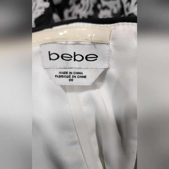 Bebe women's black and white textured sequin fit & flare mini cocktail dress 00 - Picture 12 of 15